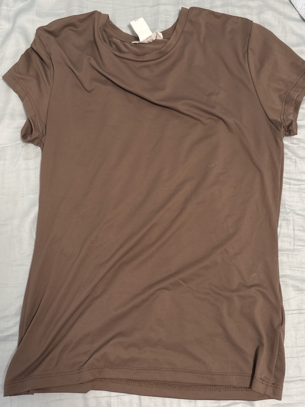 H&M Short Sleeve Crewneck Tee in Taupe Brown